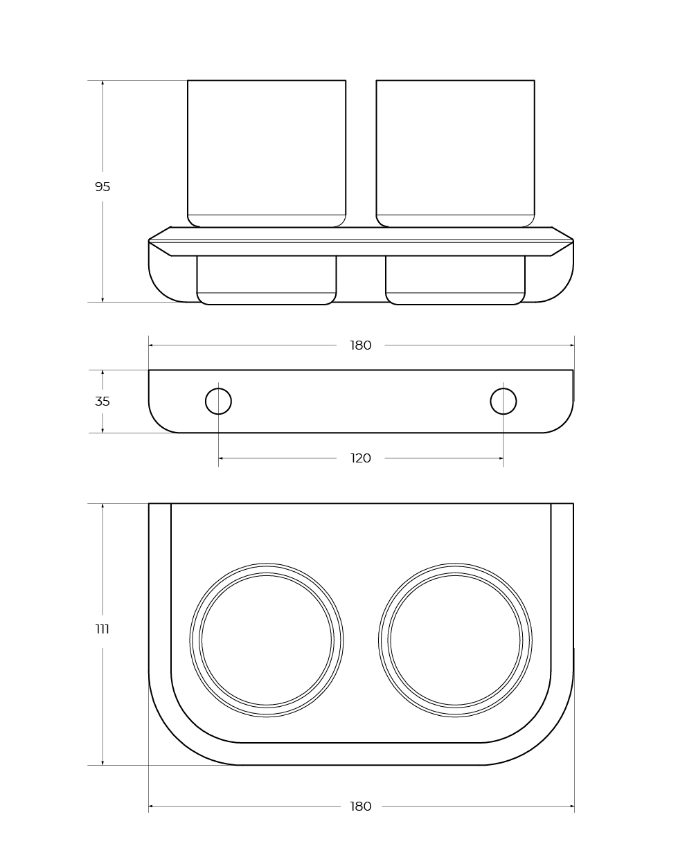 LINER-TUMDS-GM Стакан подвесной двойной, стекло, исполнение оружейная сталь - Gidratop.ru изображение