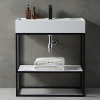 Консоль с раковиной ABBER Stein AS2630 напольная, белая матовая - Gidratop.ru изображение