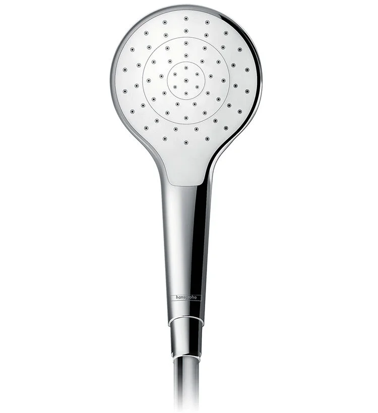 Душевой гарнитур Hansgrohe Croma Select S 1jet 26574400, штанга 90 см, корпус хром, лицевая часть белая, 1 режим струи - Gidratop.ru изображение