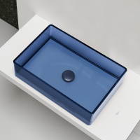 Раковина накладная прозрачная ABBER Kristall AT2803Saphir синяя - Gidratop.ru изображение