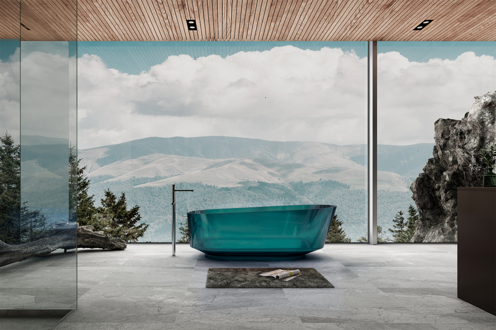 Прозрачная ванна ABBER Kristall AT9706Aquamarin бирюзовая - Gidratop.ru изображение