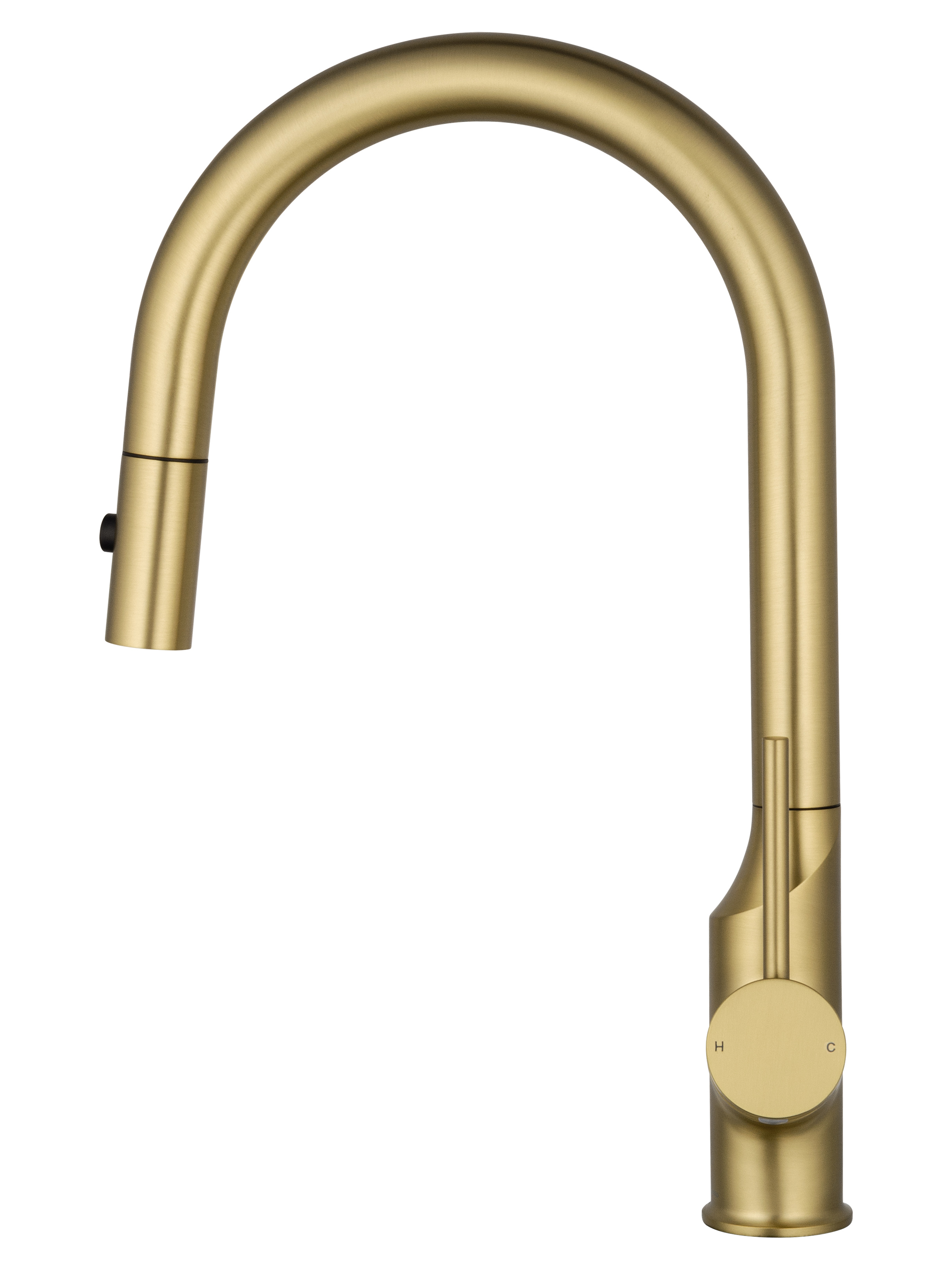 Смеситель для кухни с выдвижным изливом WONZON & WOGHAND, Брашированное золото (WW-A21252-BG) - Gidratop.ru изображение