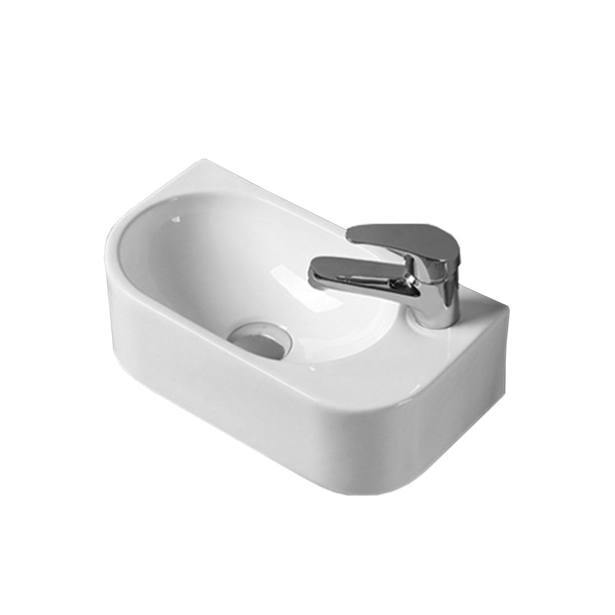 Раковина керамическая Vincea VBS-506R, 400*215*120, подвесная, цвет белый, правая - Gidratop.ru изображение