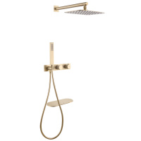 Душевая система ABBER Rund AF8750G скрытого монтажа с изливом, термостат, золото матовое - Gidratop.ru изображение