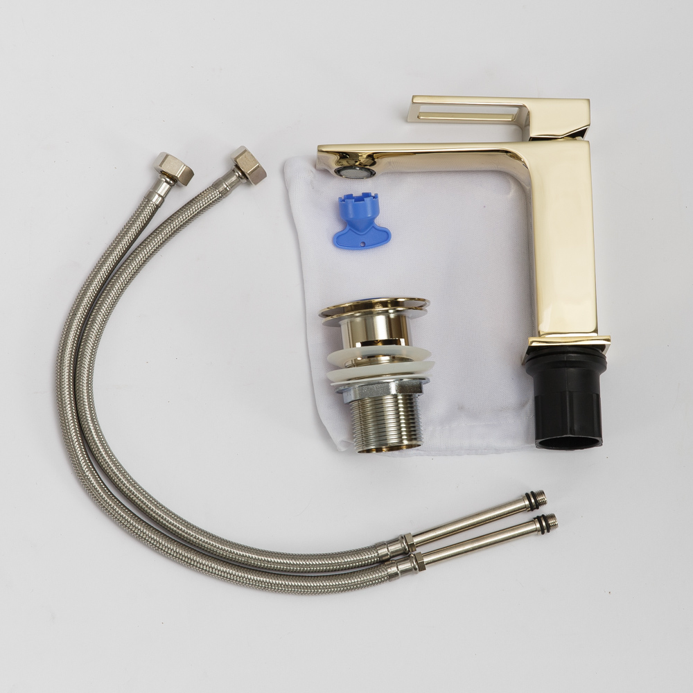 LUCE Смеситель для раковины с донным клапаном, золото LUC-LVM-ORO - Gidratop.ru изображение