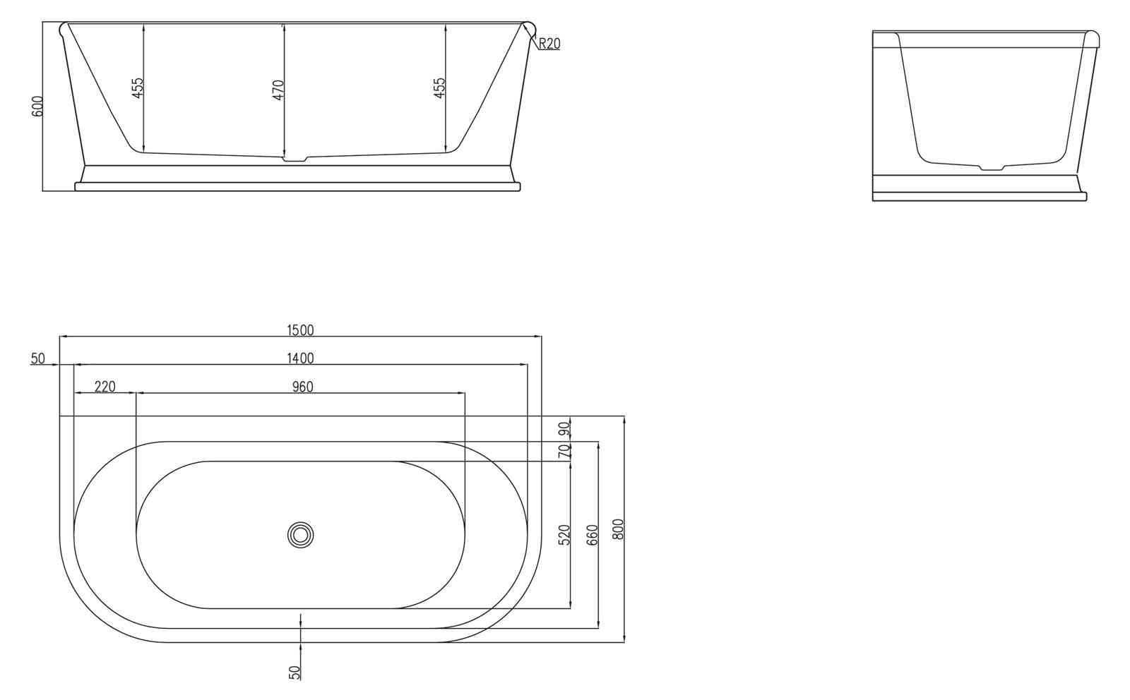 Акриловая ванна BELBAGNO BB408-1500-800 - Gidratop.ru изображение