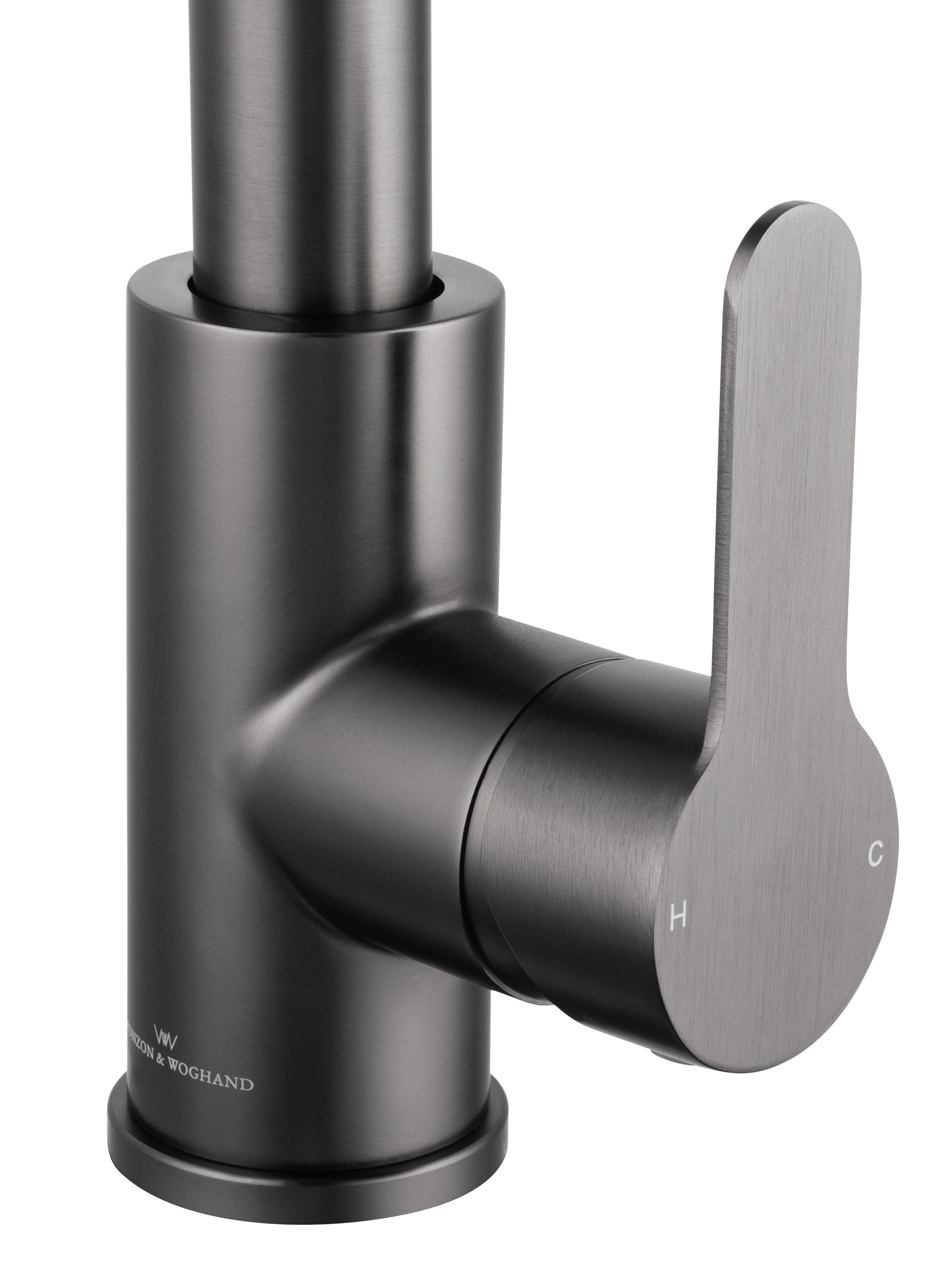 Смеситель для кухни с выдвижным изливом WONZON & WOGHAND, Темный графит (WW-121E201L-BGG) - Gidratop.ru изображение
