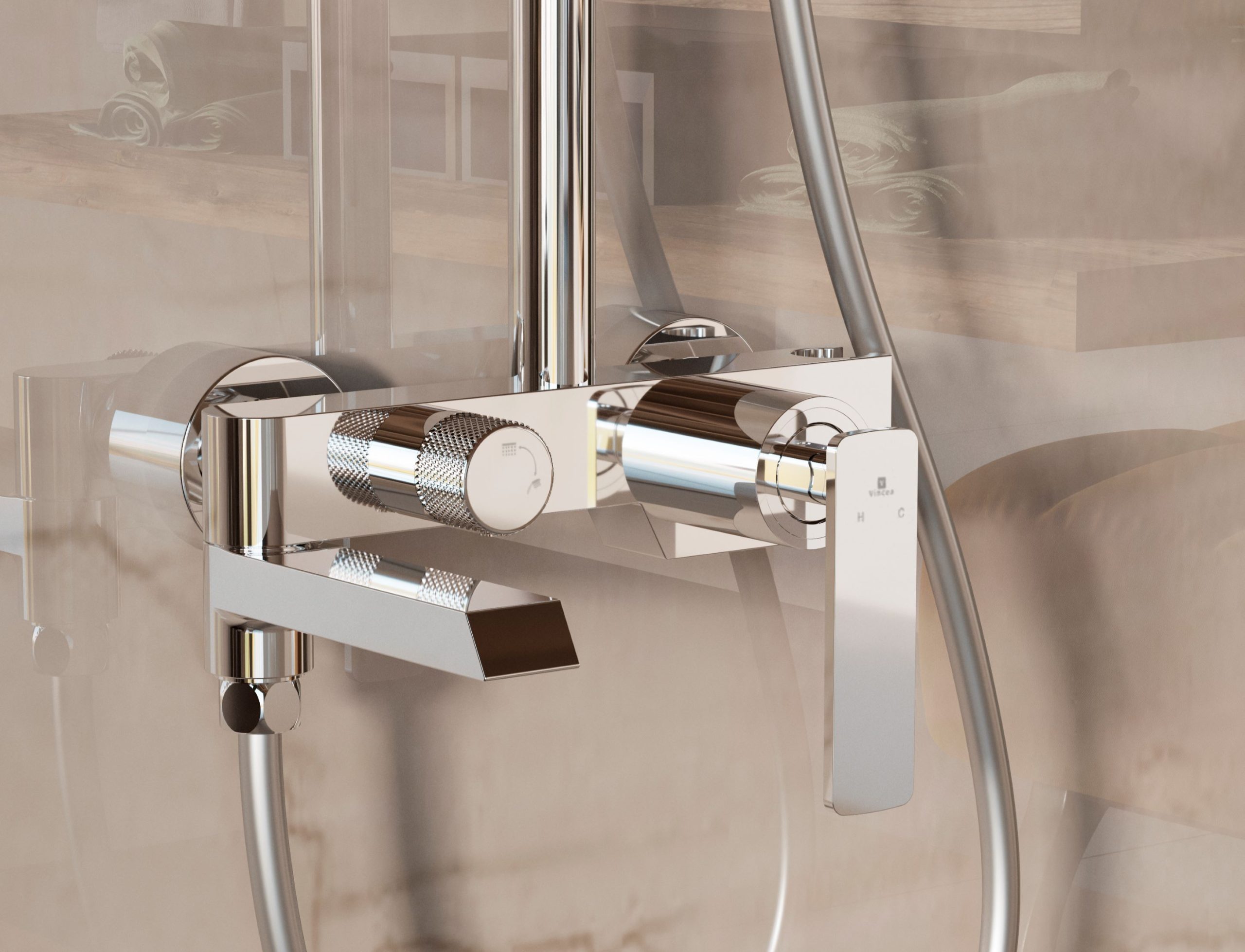 Душевая стойка VSFS-413CH с изливом, хром - Gidratop.ru изображение