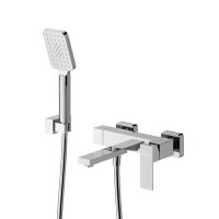 SLIDER-VD-01 Смеситель для ванны и душа однорычажный в комплекте с ручным душем, шлангом и держателем, хром - Gidratop.ru изображение