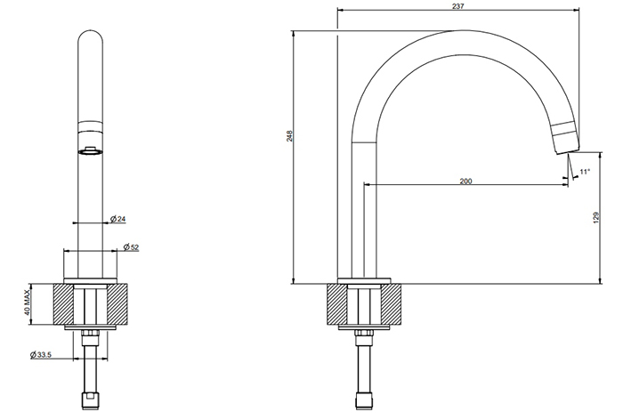 Gessi Emporio Via tortona излив для умывальника, средняя длина, без донного клапана, цвет: Black XL - Gidratop.ru изображение