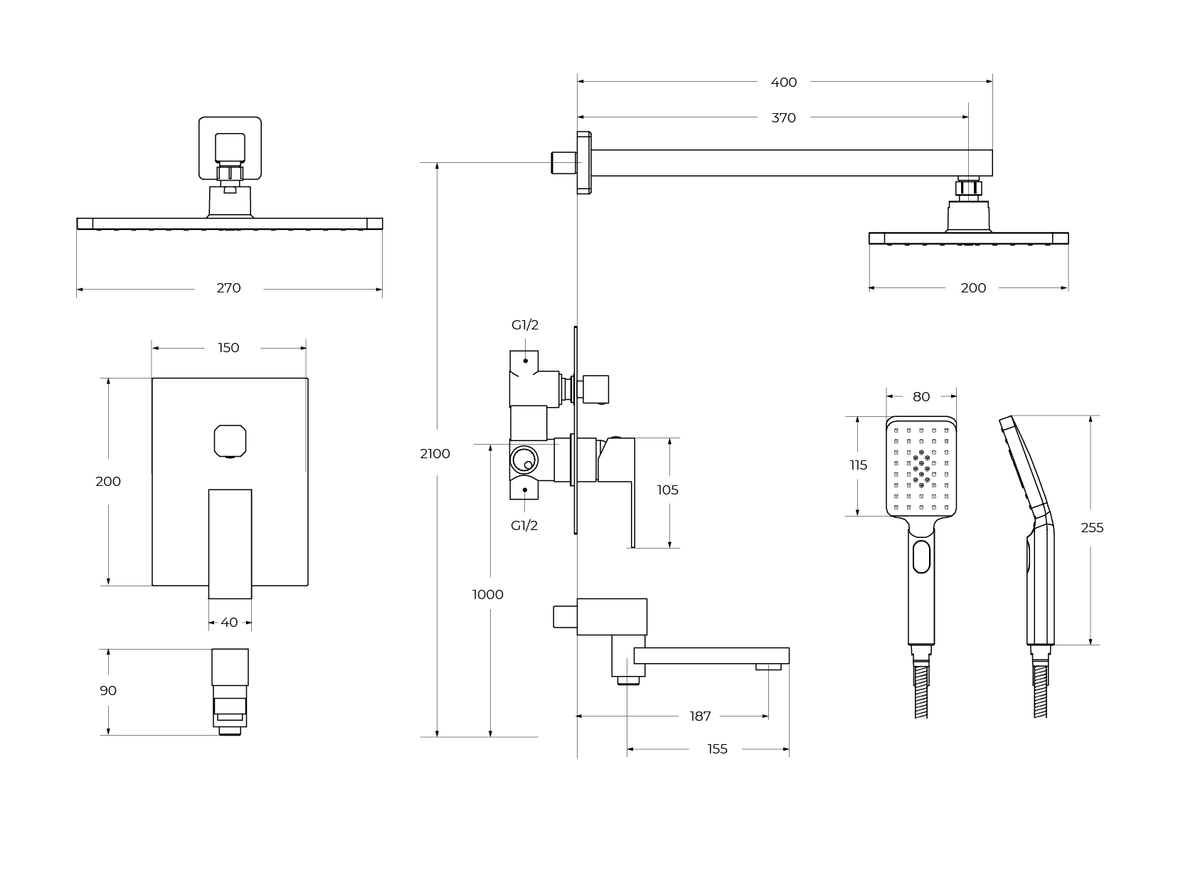 SLIDER-VDSET-01 Душевой комплект встраиваемый с изливом (смеситель встраиваемый, верхний душ, ручной душ со шлангом, излив, штуцер с держателем), хром - Gidratop.ru изображение