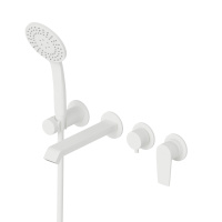 NAUTIC-VDM3-BIO Встраиваемый смеситель для ванны и душа однорычажный с поворотным переключателем на 3 выхода, в комплекте с ручным душем, исполнение Белый матовый - Gidratop.ru изображение