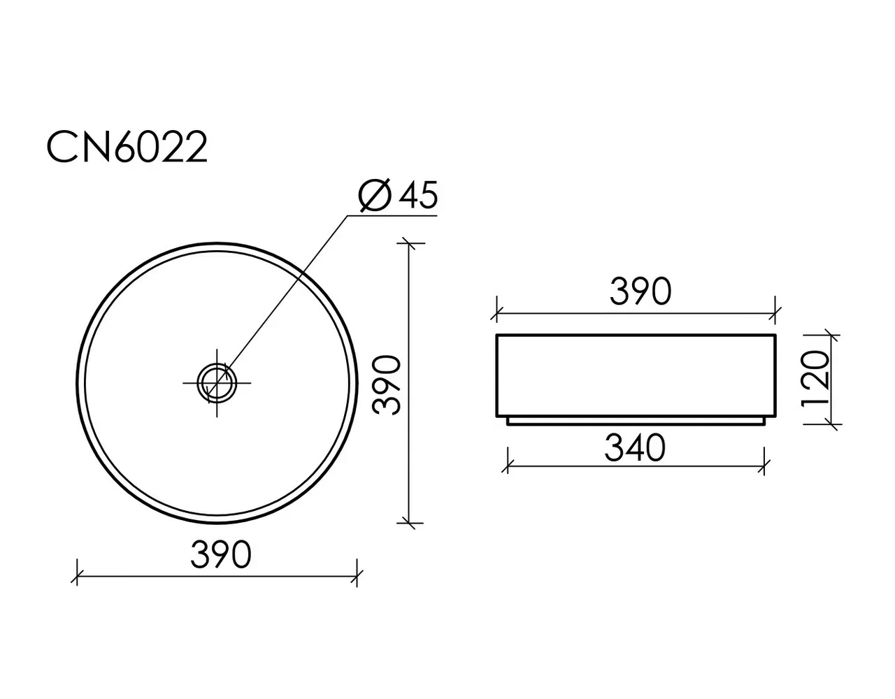 Умывальник чаша накладная круглая (цвет Белый Матовый) Element 390x390x120мм - Gidratop.ru изображение