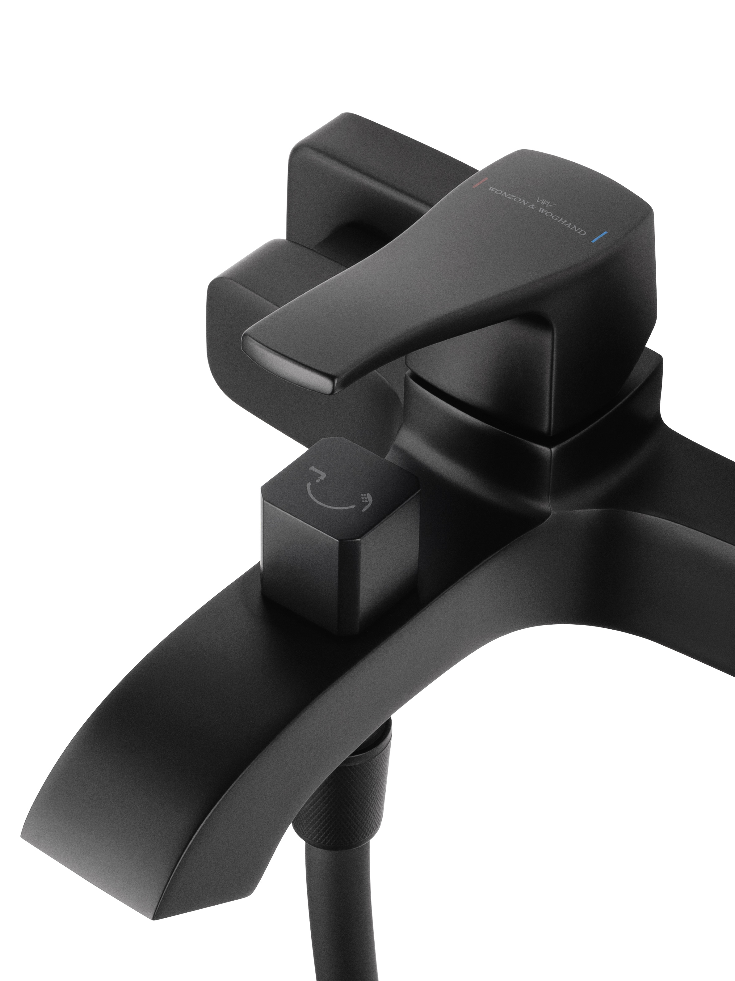 Смеситель для ванны с душем WONZON & WOGHAND FLEX, Черный матовый (WW-88037072-MB) - Gidratop.ru изображение