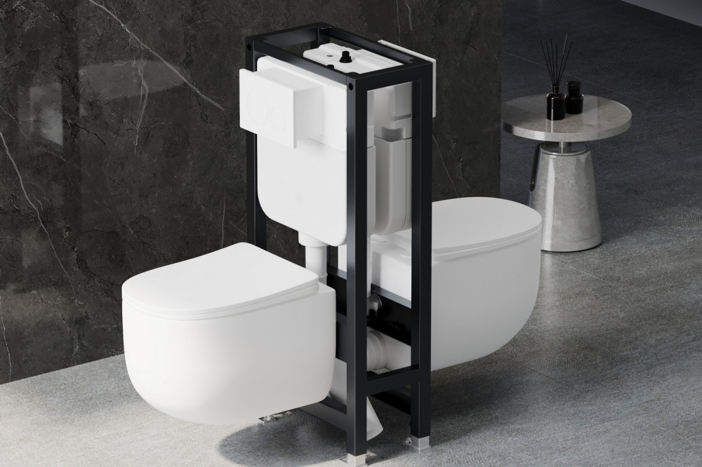 Инсталляция двойная самонесущая ABBER AC0106 для двух подвесных унитазов - Gidratop.ru изображение