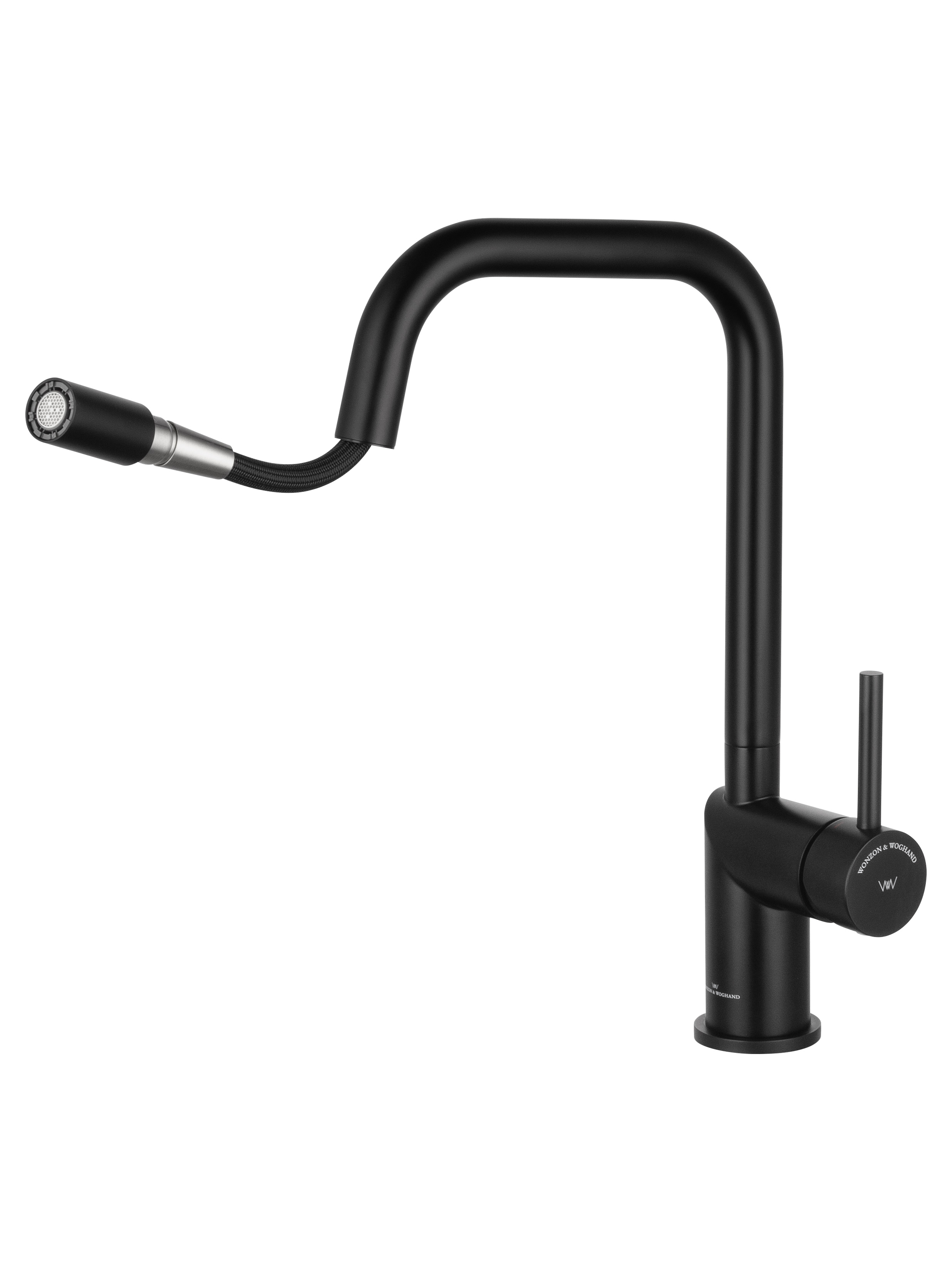 Смеситель для кухни с выдвижным изливом WONZON & WOGHAND, Черный матовый (WW-6018-MB) - Gidratop.ru изображение