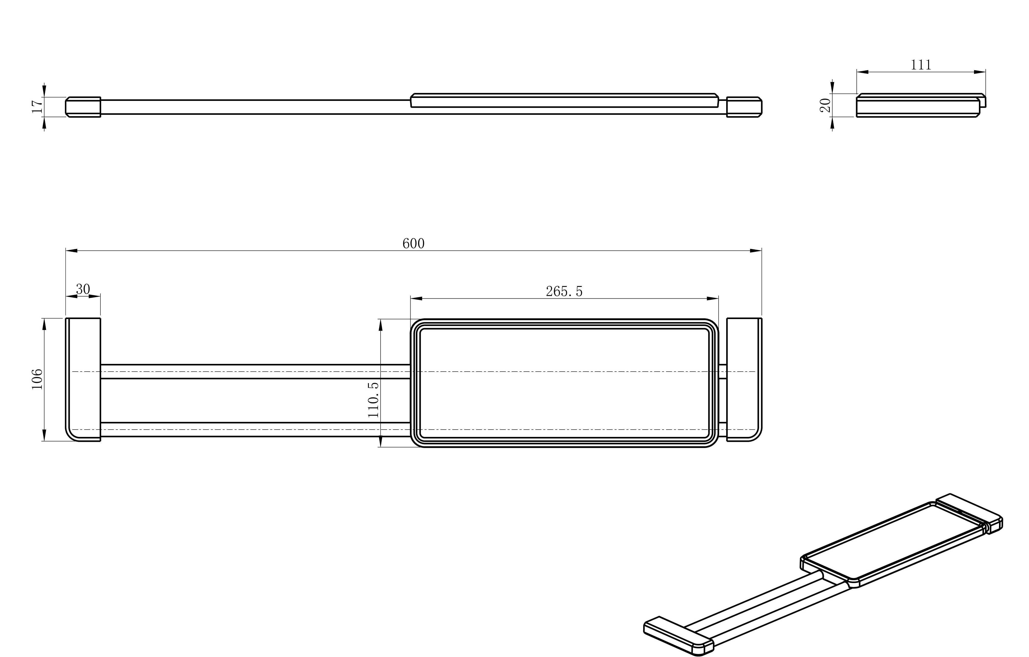 Раздвижная полка WONZON & WOGHAND, Черный матовый (WW-V3701-MB) - Gidratop.ru изображение