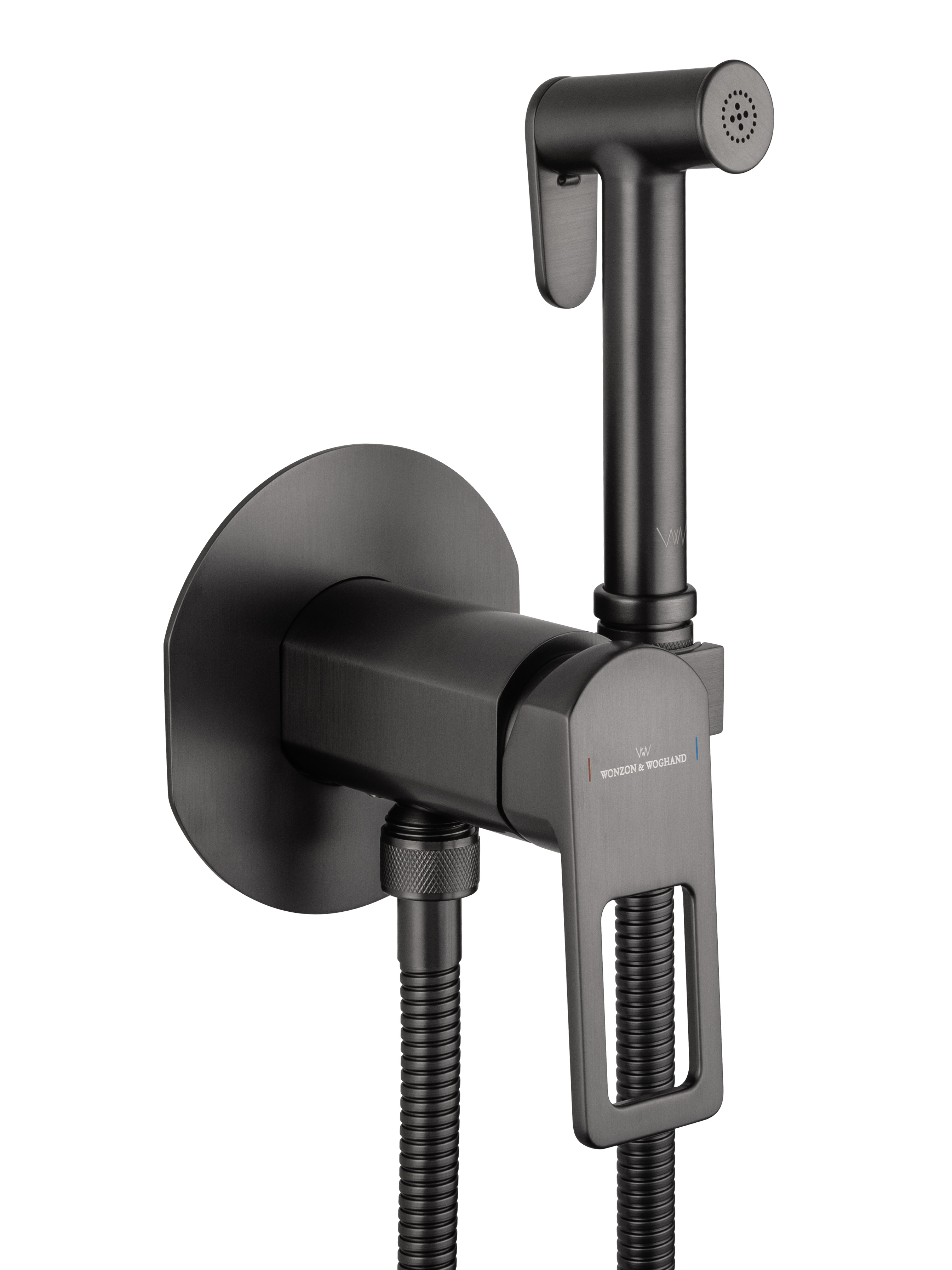 Смеситель с гигиеническим душем встраиваемый WONZON & WOGHAND FRAME, Темный графит (WW-88829010-BGM) - Gidratop.ru изображение