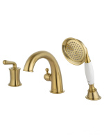 Смеситель на борт ванны WONZON & WOGHAND STEAM, Брашированное золото (WW-88659008-BG) - Gidratop.ru изображение