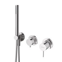 LEAF-DIM3-D-L-01 Встраиваемый смеситель для душа с переключателем на 3 выхода, в комплекте с ручным душем, исполнение Хром - Gidratop.ru изображение