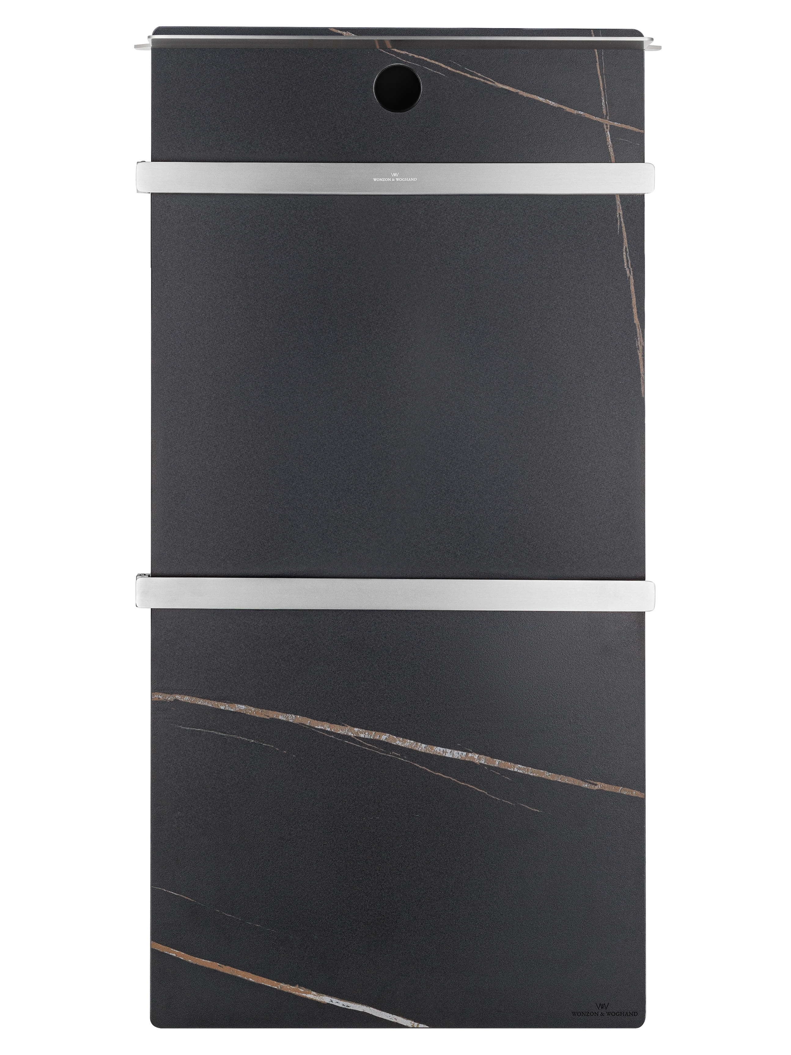Полотенцесушитель электрический с каменной плитой Черный мрамор WONZON & WOGHAND STUTTGART, Брашированный никель (WW-A504-BR) - Gidratop.ru изображение