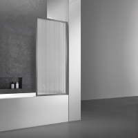 Душевая шторка на ванну VSB-41700FLGM, 700*1400, вороненая сталь, стекло рифленое