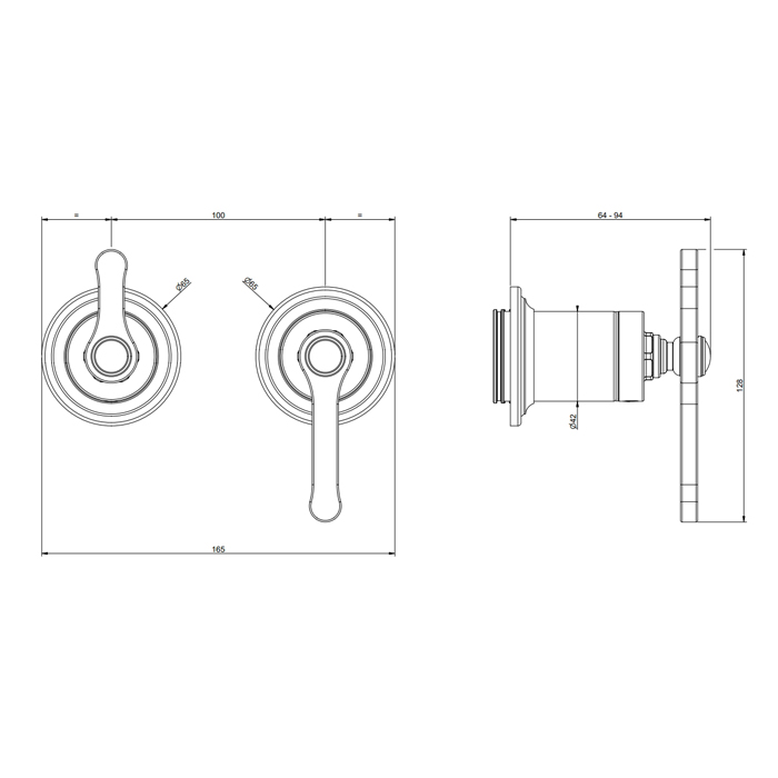 GESSI VENTI20 смеситель встраиваемый, однорычажный, с переключателем на 2 положения, внешняя часть, цвет хром - Gidratop.ru изображение
