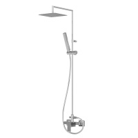 PORTA-CD-01 Душевая стойка со смесителем, ручным и верхним душем 200 мм нержавеющая сталь, исполнение хром - Gidratop.ru изображение