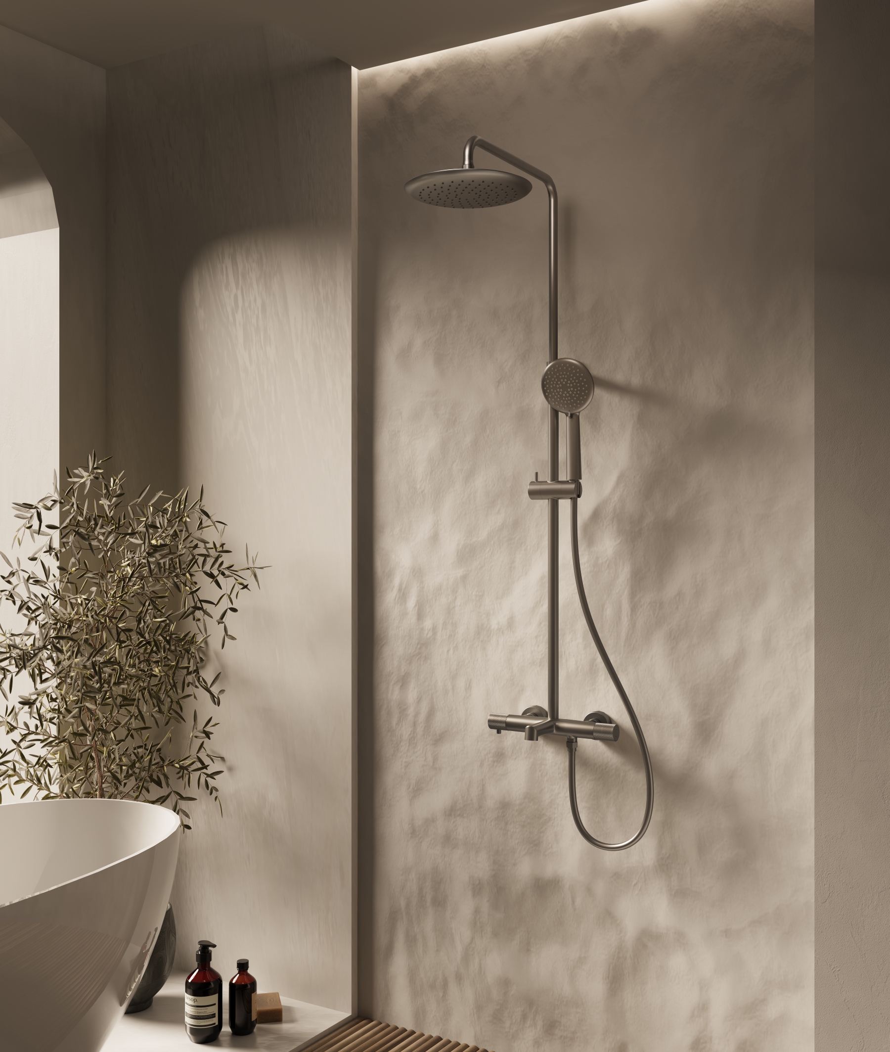 Душевая стойка Desire VSFS-1D1TGM термостатическая, вороненая сталь - Gidratop.ru изображение