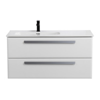 ECO-CER-N База под раковину подвесная с двумя выкатными ящиками, левосторонняя, Bianco Lucido, 1000x457x500, ECO-CER-N-1000-2C-SO-BL-L - Gidratop.ru изображение