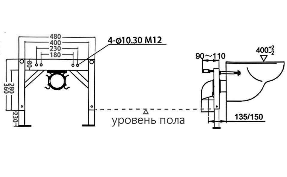 Комплект ABBER подвесной электронный унитаз-биде Bequem AC1120S с инсталляцией AC0101P2 - Gidratop.ru изображение