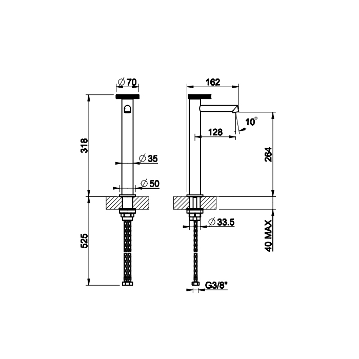 Gessi Anello смеситель для раковины высокий с коротким изливом. Без донного клапана, цвет: хром - Gidratop.ru изображение