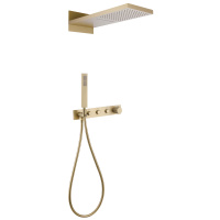 Душевая система ABBER Rund AF8752G скрытого монтажа без излива, термостат, золото матовое - Gidratop.ru изображение
