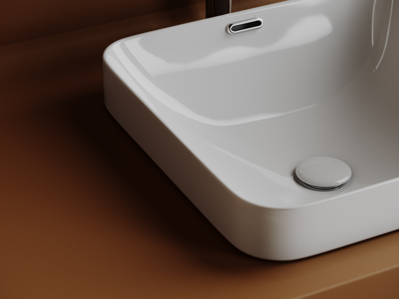 Раковина встраиваемая сверху CERAMICANOVA Element с отверстием слива - перелива  квадратной формы 438x438x172 мм  цвет белый  арт. CN6077 - Gidratop.ru изображение