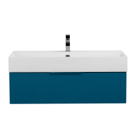 PREMIUM Тумба подвесная под раковину с выдвижным ящиком, 55423 Plisse Blu petrolio, 90x44x25 - Gidratop.ru изображение