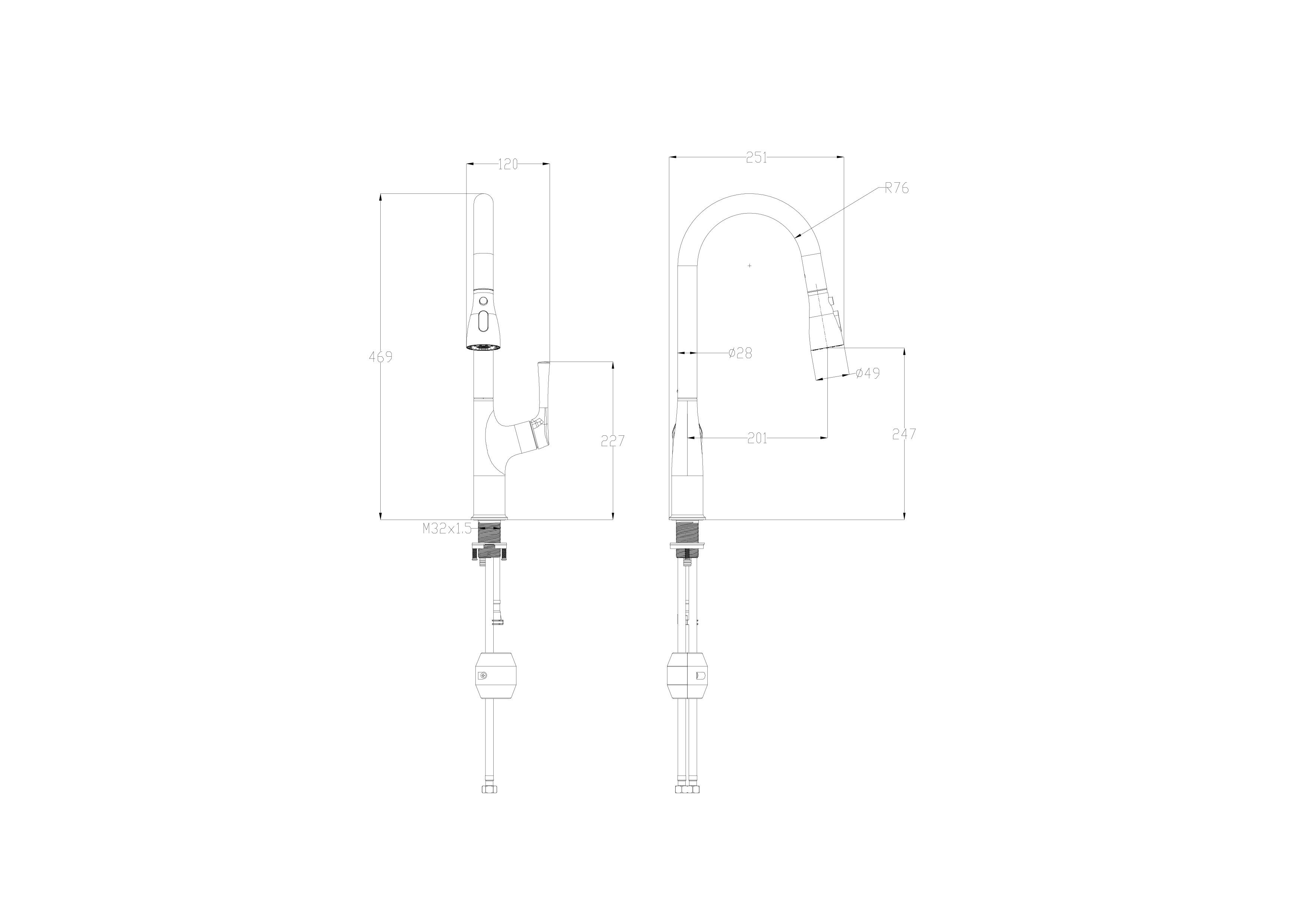Смеситель для кухни с выдвижным изливом WONZON & WOGHAND, Темный графит (WW-AE54123-BGG) - Gidratop.ru изображение