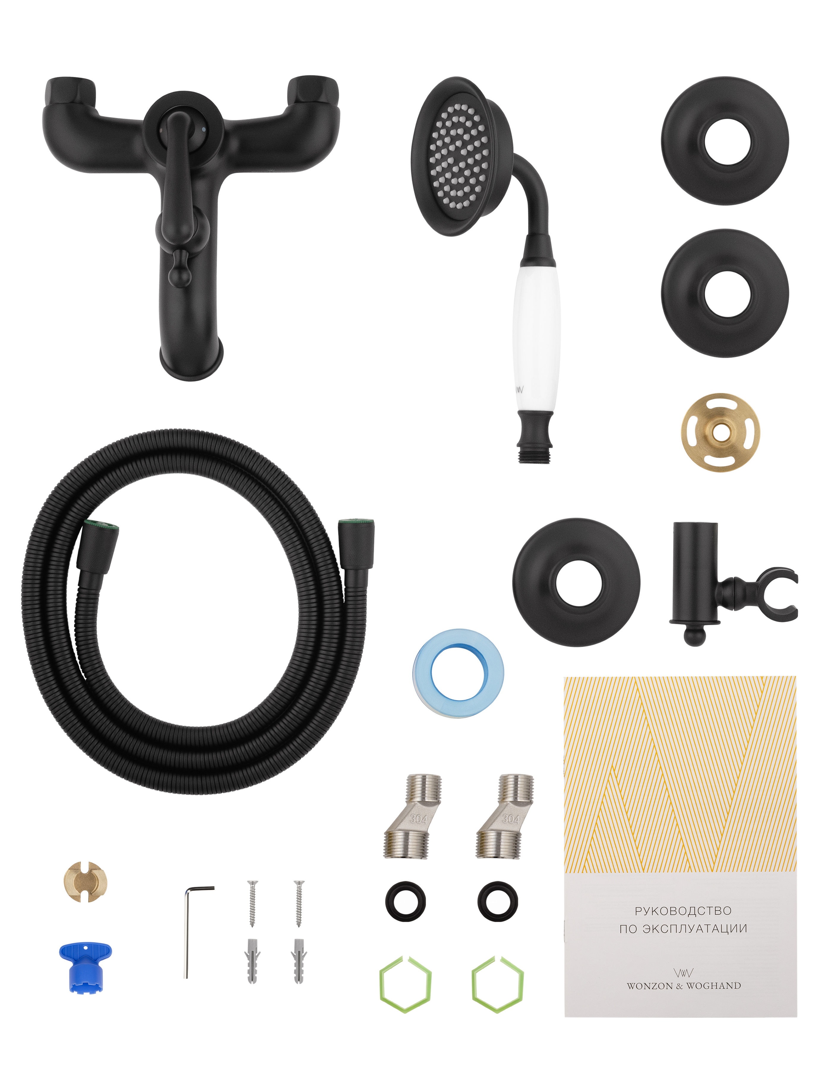 Смеситель для ванны с душем WONZON & WOGHAND STEAM, Черный матовый (WW-88639008-MB) - Gidratop.ru изображение