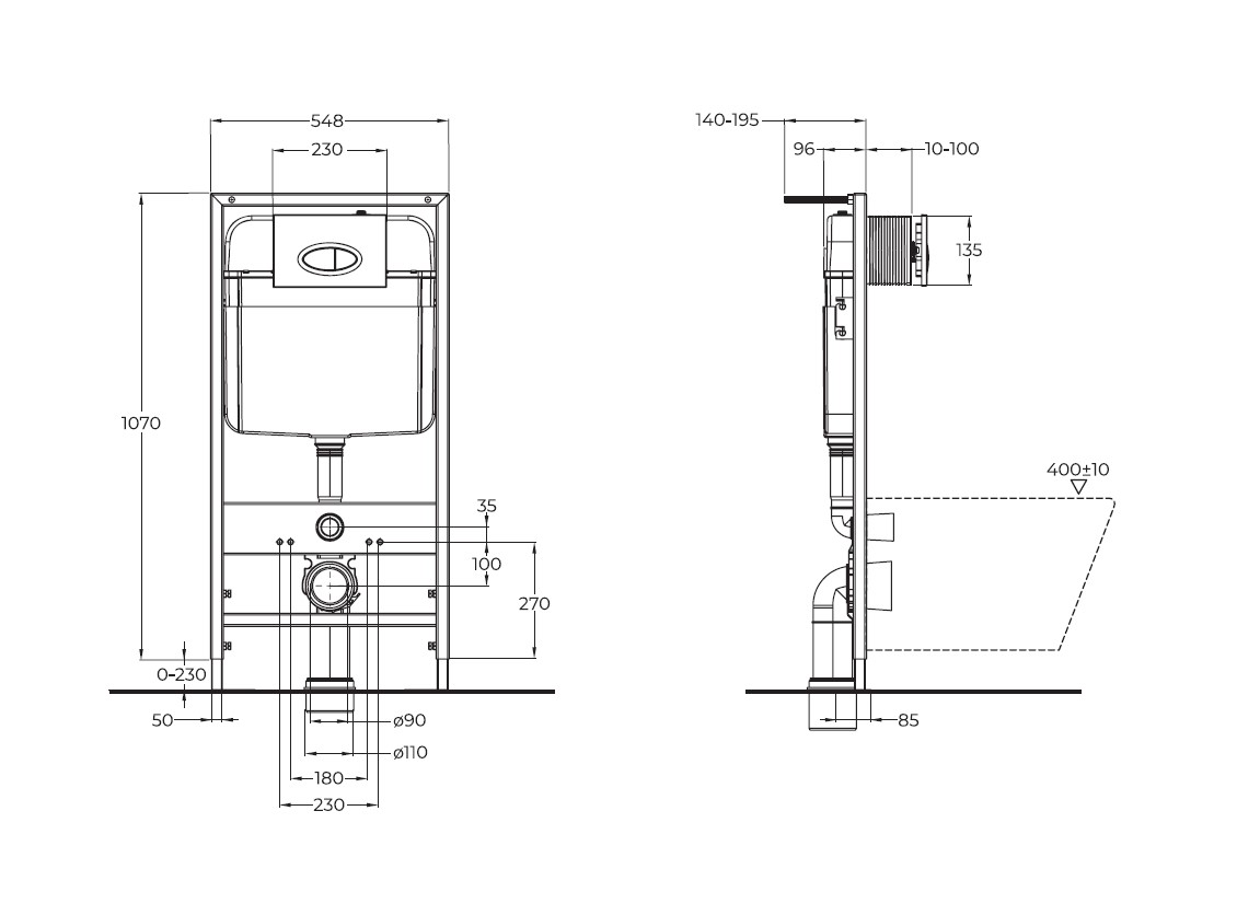 Комплект 4 в 1 Унитаз подвесной Cezares STYLUS CZR-513-TH-R с сиденьем CZR2316SC + Система инсталляции для унитазов BelBagno BB026 с кнопкой смыва BB051CR - Gidratop.ru изображение