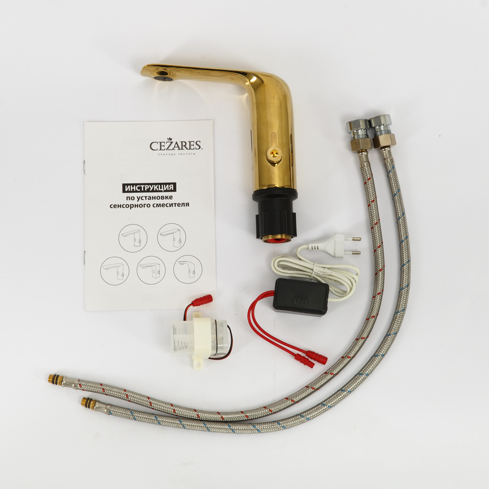 VAGUE-ELS-03-W0 Сенсорный смеситель для раковины, золото - Gidratop.ru изображение