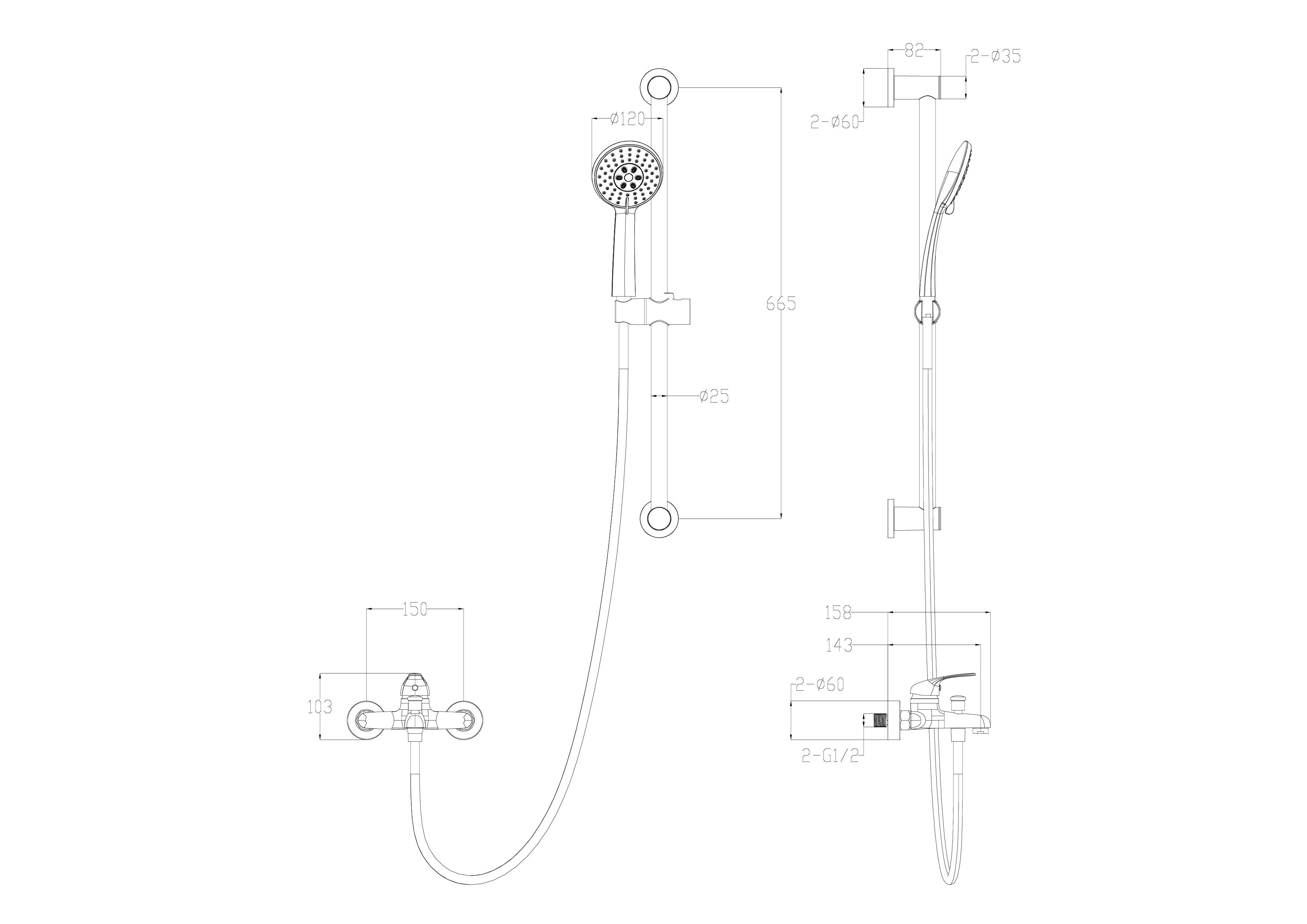 Смеситель для ванны с душевым гарнитуром WONZON & WOGHAND, Темный графит (WW-4560-BGG) - Gidratop.ru изображение