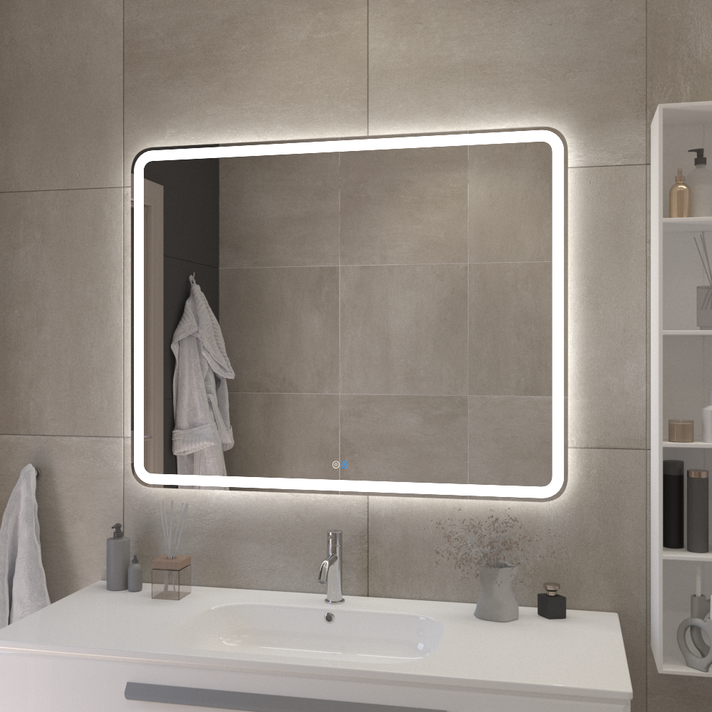 MULTICOLORE Зеркало со встроенной разноцветной подсветкой RGB и сенсорным выключателем CZR-SPC-MC-1000-800-RGB-TCH, 12V, 220-240V, 1000x800x30 - Gidratop.ru изображение