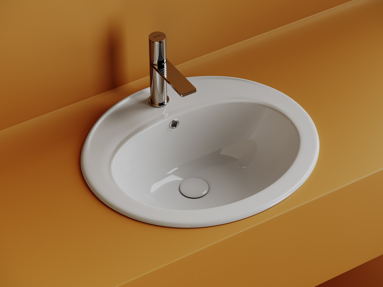 Раковина встраиваемая сверху CERAMICANOVA Sun с отверстием слива - перелива овальной формы 565x495x200 мм  цвет белый  арт. CN6079 - Gidratop.ru изображение