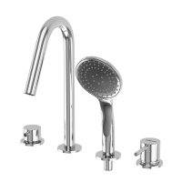 LEAF-BVDM4-L-01 смеситель на борт ванны врезной, на 4 отверстия, исполнение Хром - Gidratop.ru изображение