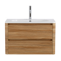 RELAX База под раковину подвесная с двумя выкатными ящиками, дуб карамельный, 796x478x500, RELAX-800-2C-SO-RC-P - Gidratop.ru изображение