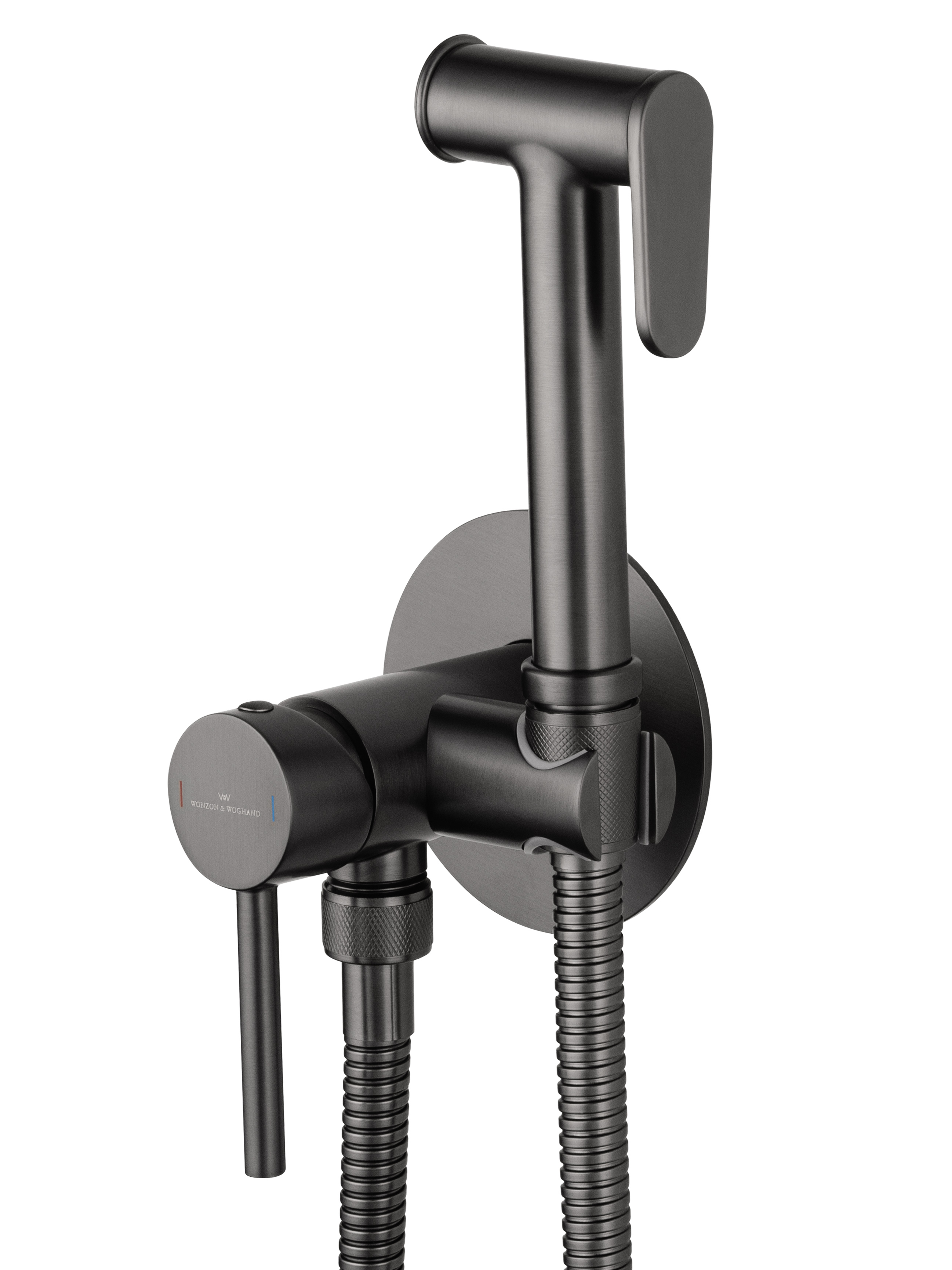 Смеситель с гигиеническим душем встраиваемый WONZON & WOGHAND STICK, Темный графит (WW- 88829902-BGM) - Gidratop.ru изображение