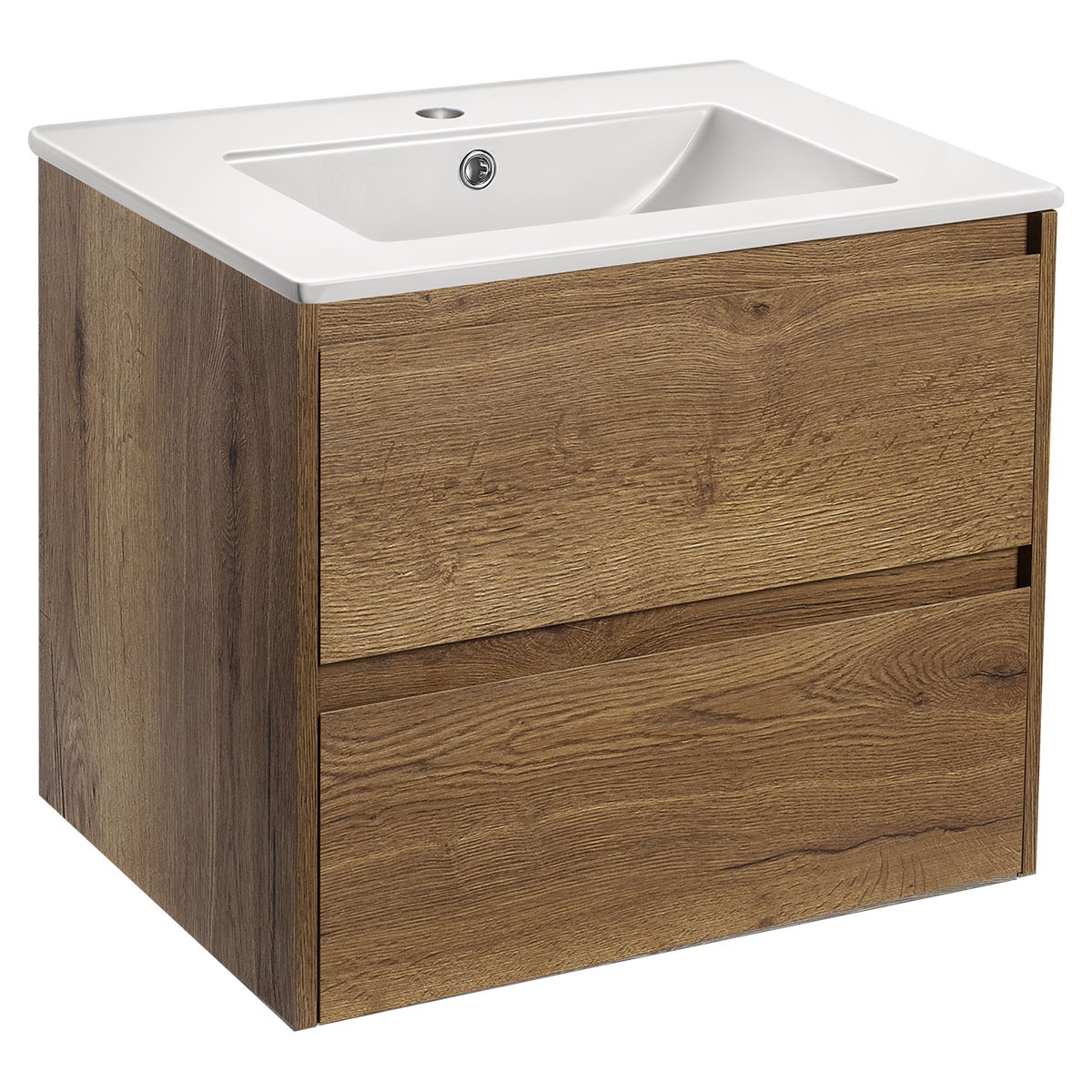 База под раковину Gio 600 подвесная, 2 выкатных ящика soft-close, T.Oak - Gidratop.ru изображение