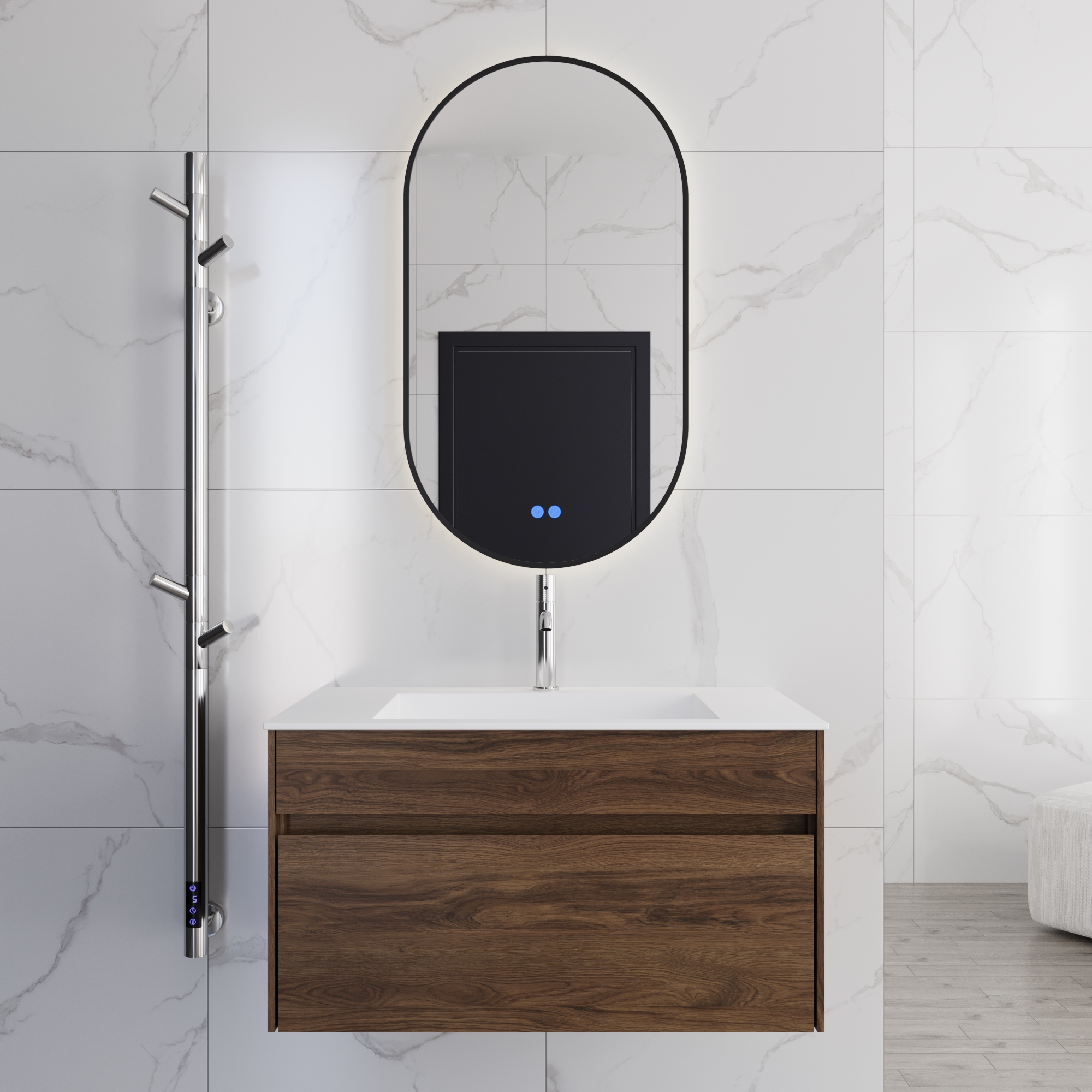 База под раковину Chiara 800 подвесная, 1 выкатной ящик soft-close, C.Oak - Gidratop.ru изображение