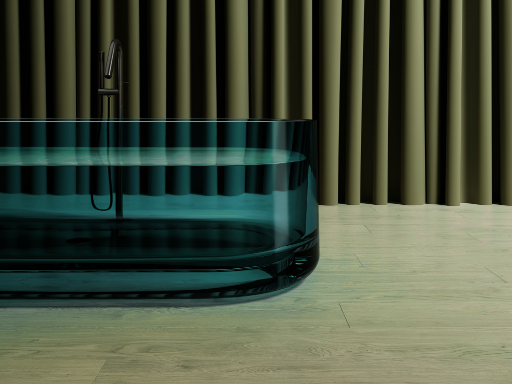 Прозрачная ванна ABBER Kristall AT9708Aquamarin бирюзовая - Gidratop.ru изображение