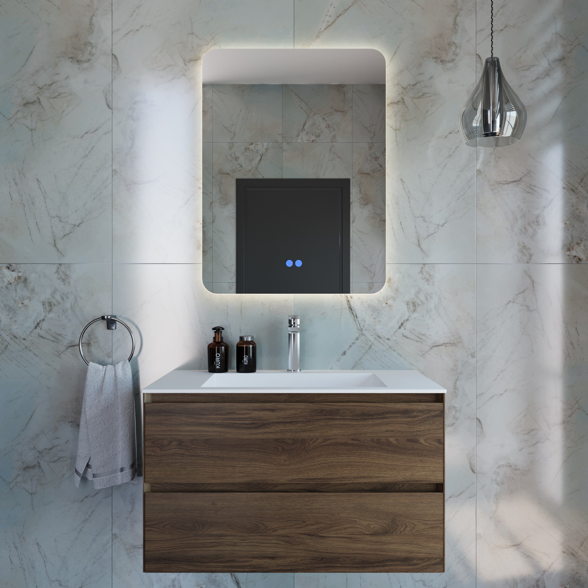 База под раковину Luka 800 подвесная, 2 выкатных ящика soft-close, С.Oak - Gidratop.ru изображение