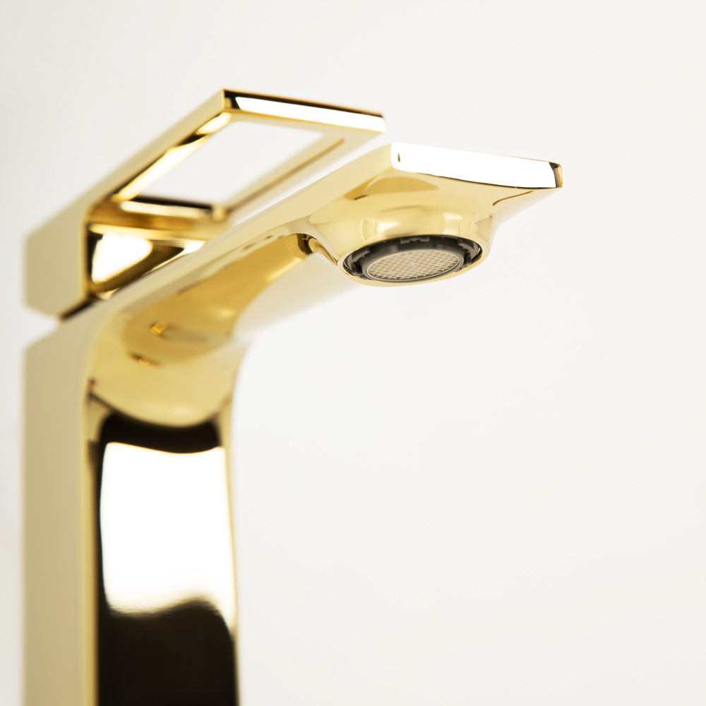 LUCE Смеситель для раковины с донным клапаном, золото LUC-LVM-ORO - Gidratop.ru изображение